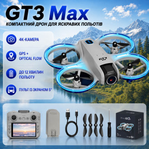 Квадрокоптер GT3 Max — дрон с камерой 4K, GPS, FPV, пультом с экраном 5", Optical Flow, трехсторонним избеганием препятствий, до 12 минут полета, дальность до 150 м